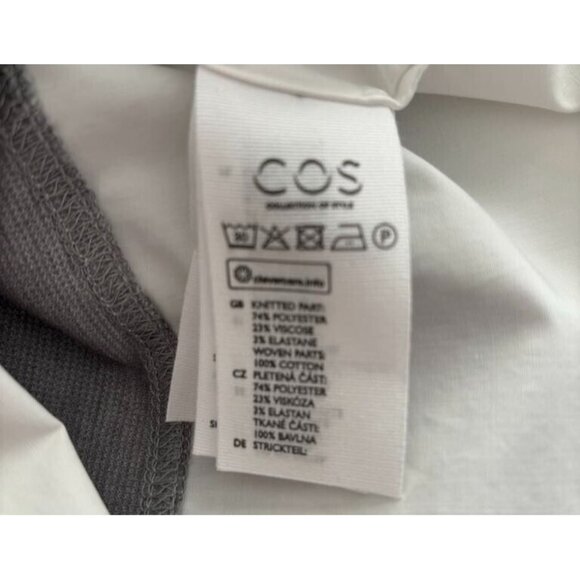 COS Sweatshirt with Shirt Hem Size Small Oversized Colorblock Top Gray White EUC - Picture 10 of 10